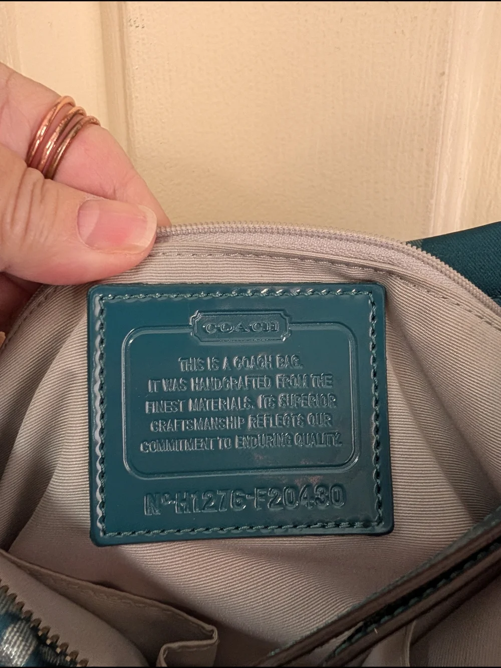Coach Teal & Silver Signature Crossbody Bag